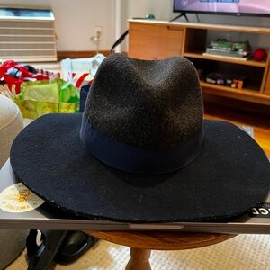 100% wool and leather trim hat